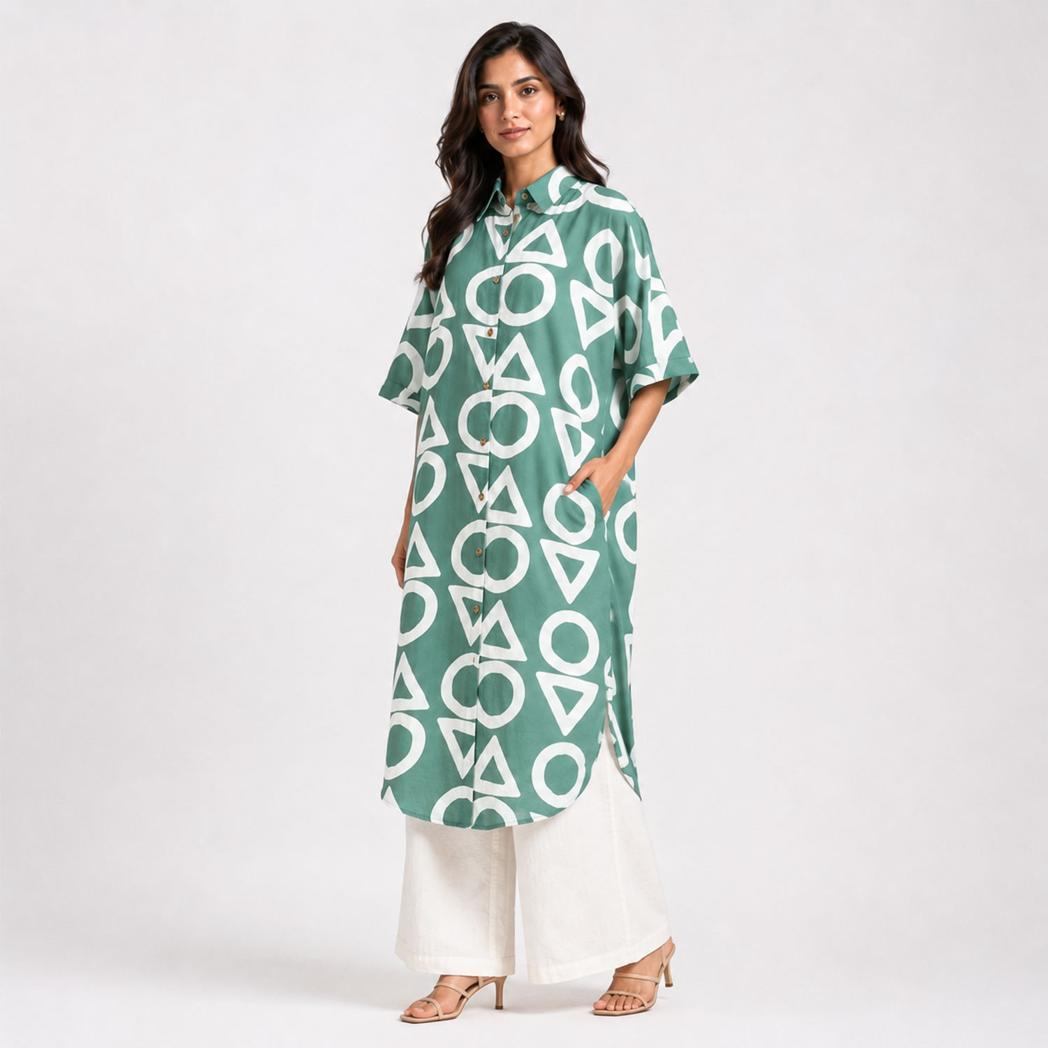 Rust Brown Geometric Printed Tunic