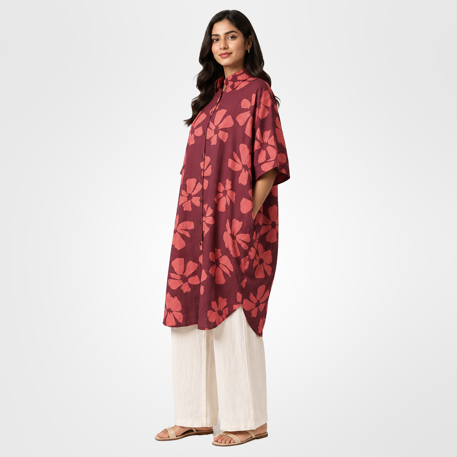 Maroon Floral Printed Tunic