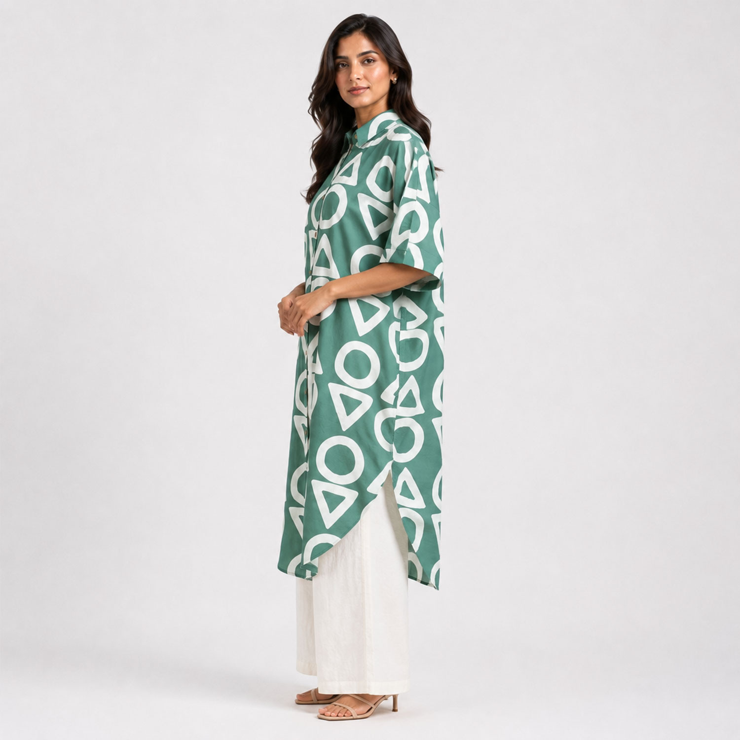 Rust Brown Geometric Printed Tunic
