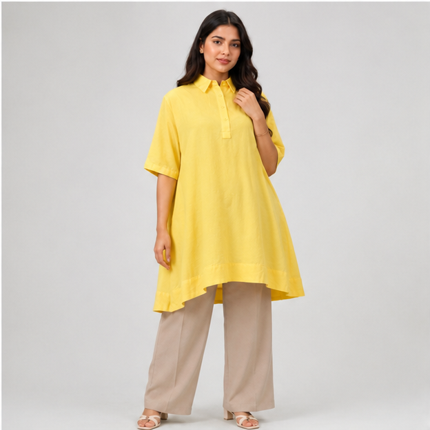 Sunshine Yellow High-Low Tunic Dress
