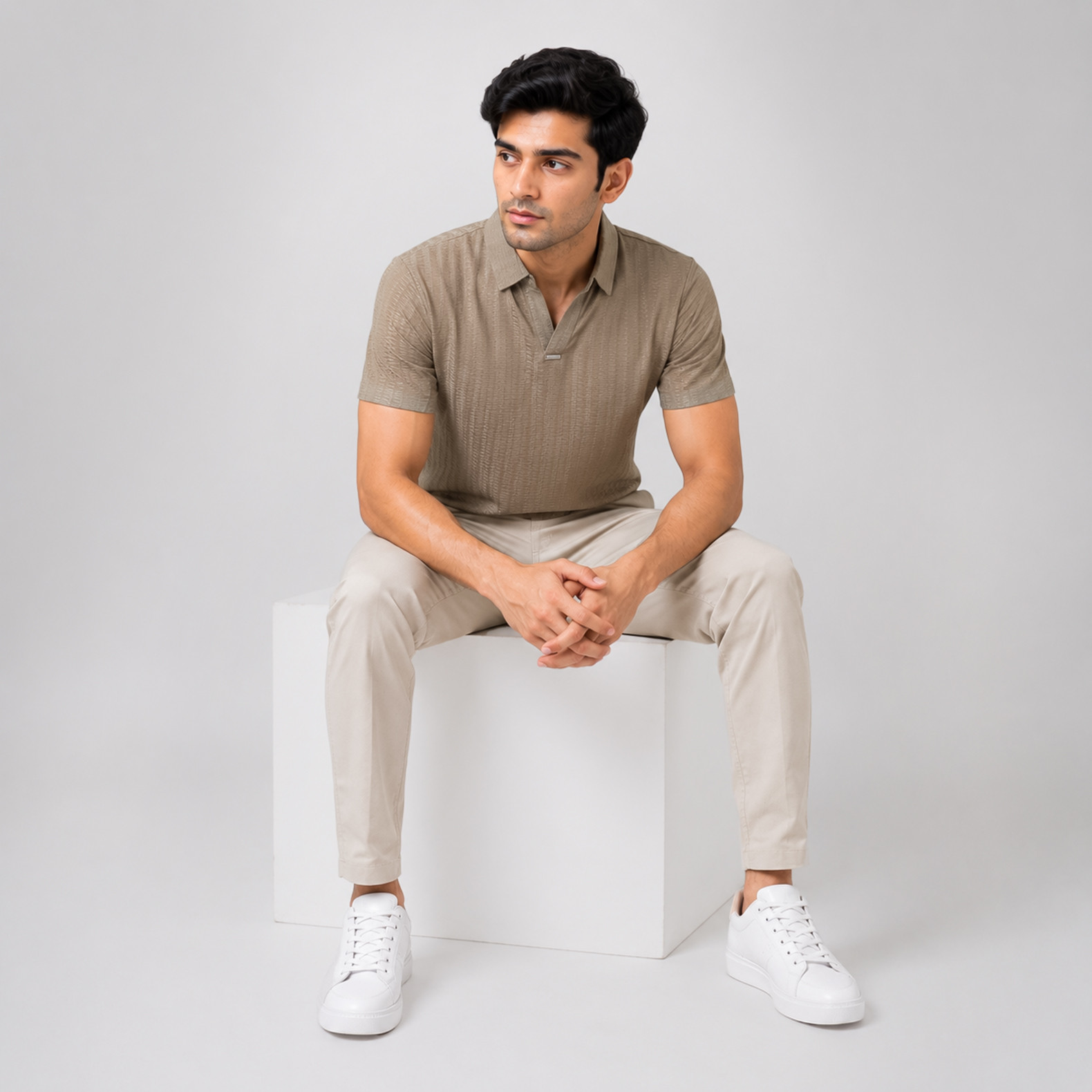 Textured Polo T-Shirt for Men | Smart Casual Style