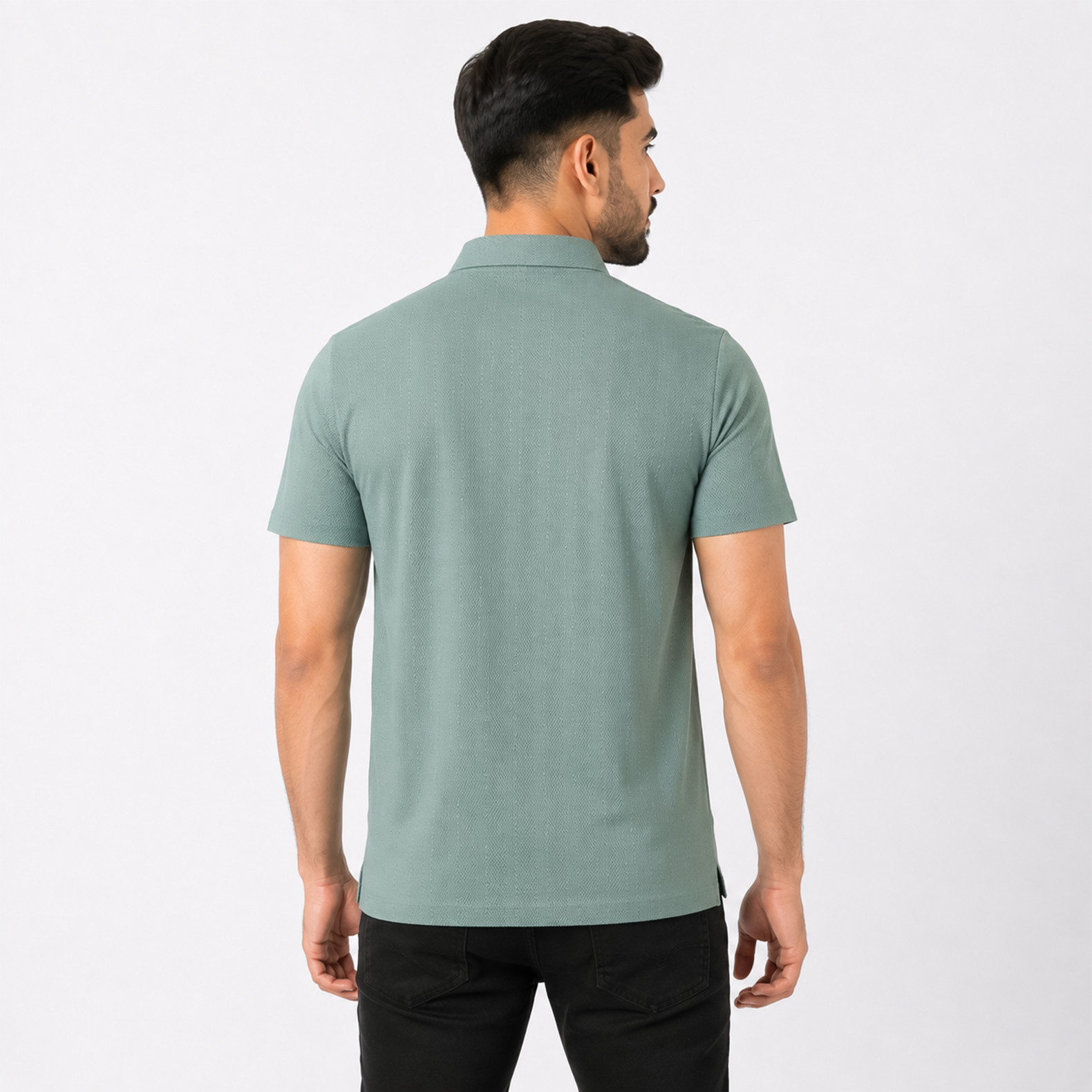 Sage Green Textured Men's Polo Shirt