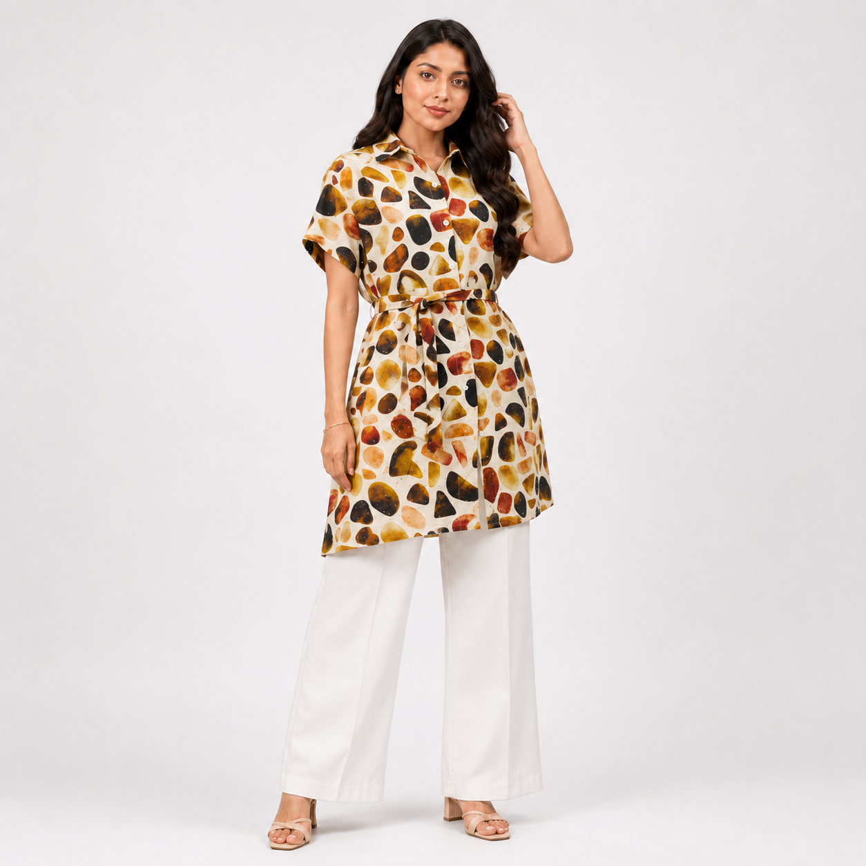 Marigold Motif Printed Kurti