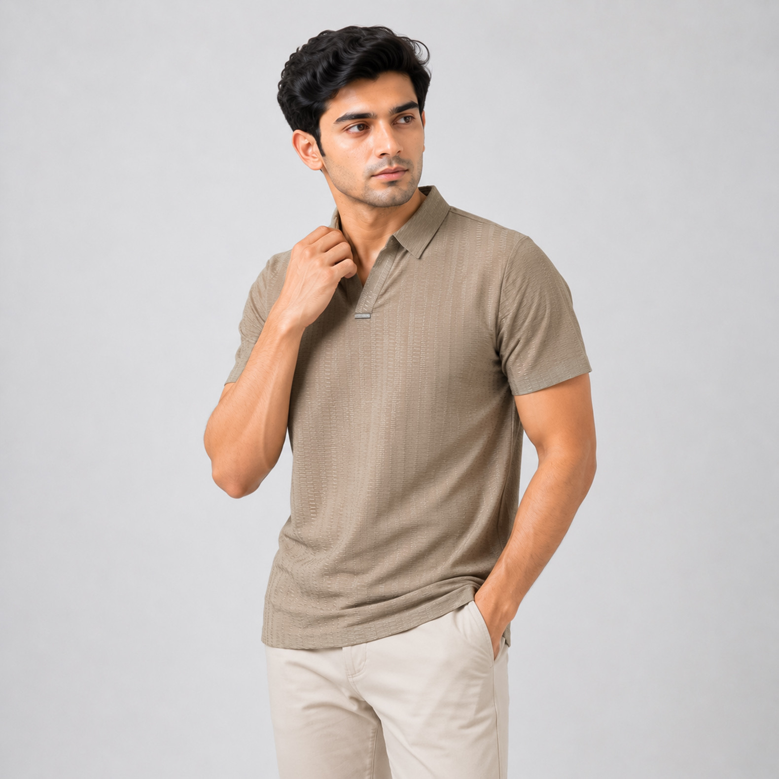 Textured Polo T-Shirt for Men | Smart Casual Style