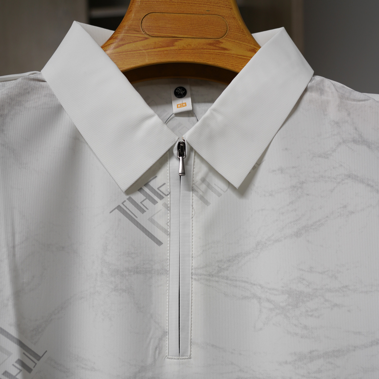 White Graphic Zip-Neck Men's Polo
