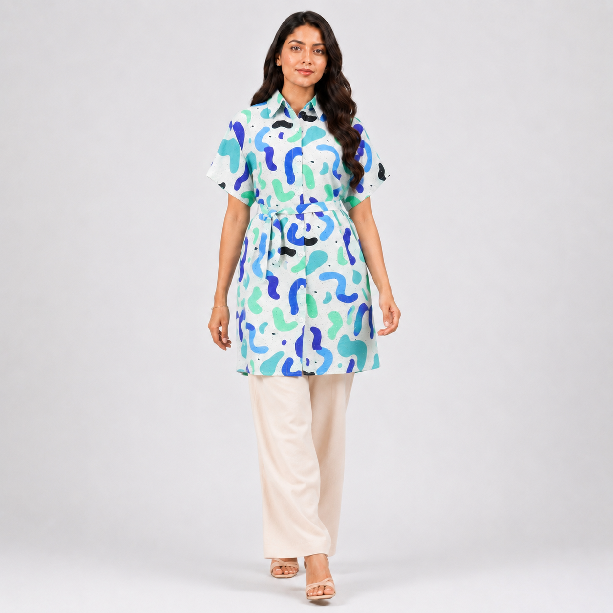 Azure Rhythm Printed Kurti