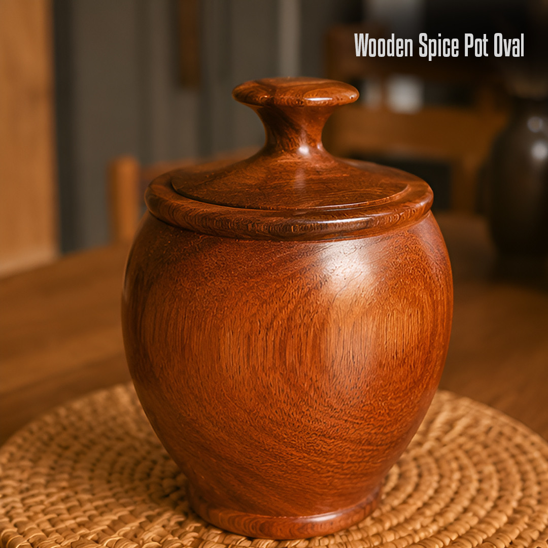 Wooden Spice Pot Oval