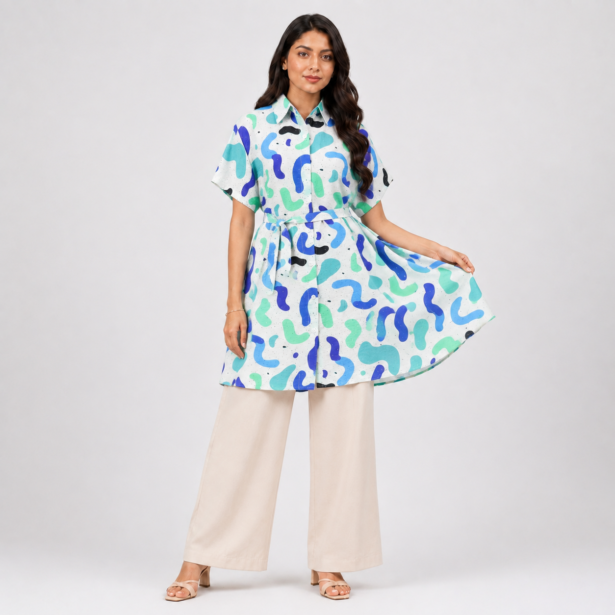 Azure Rhythm Printed Kurti