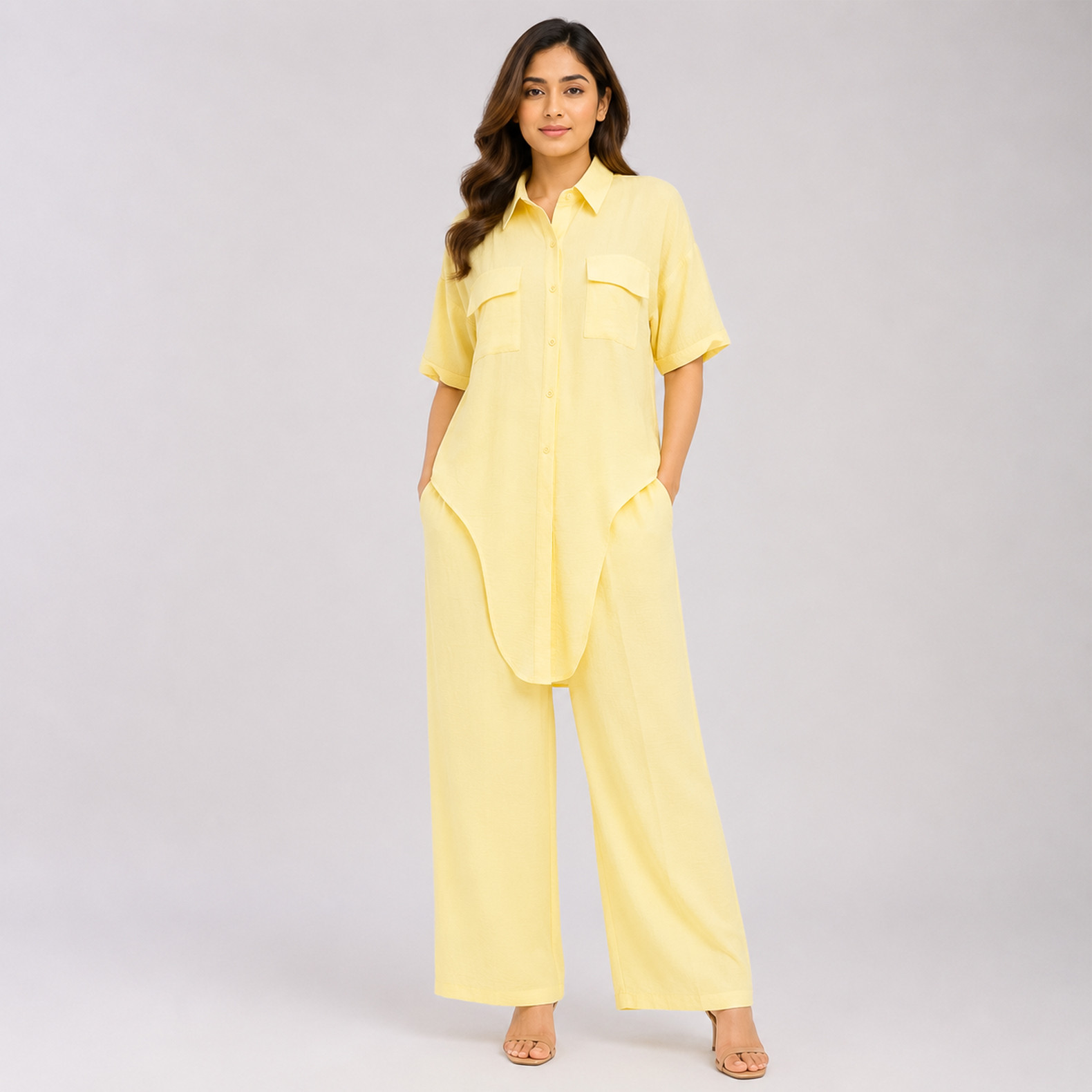 Light Yellow Tie-Waist Wide-Leg Jumpsuit | Stylish Casual Summer Outfit