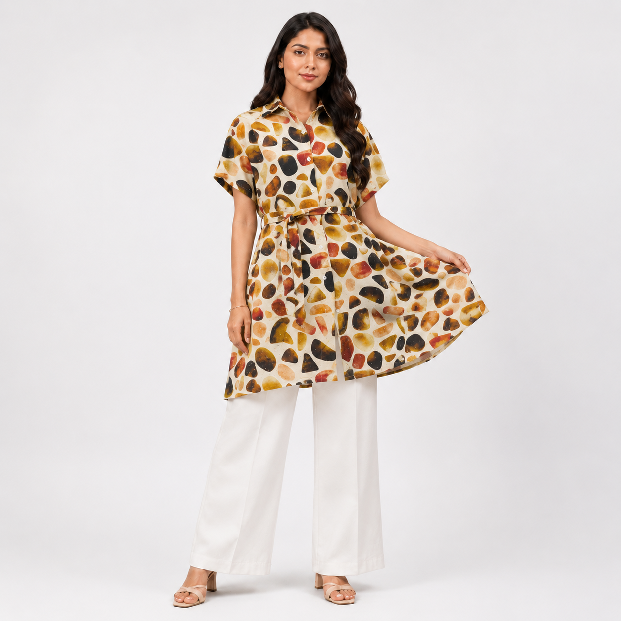 Marigold Motif Printed Kurti